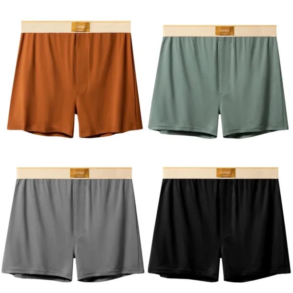 4 pçs masculino seta calças boxers de algodão shorts soltos meados de cintura masculina plus size roupa interior homewear calcinha confortável - Imagem 15