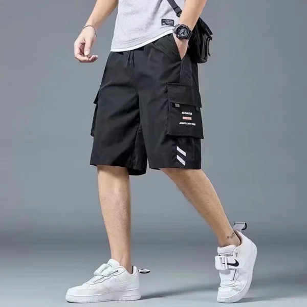 Shorts de trabalho, vários bolsos masculinos, shorts médios, calças curtas largas e finas de verão - Imagem 18