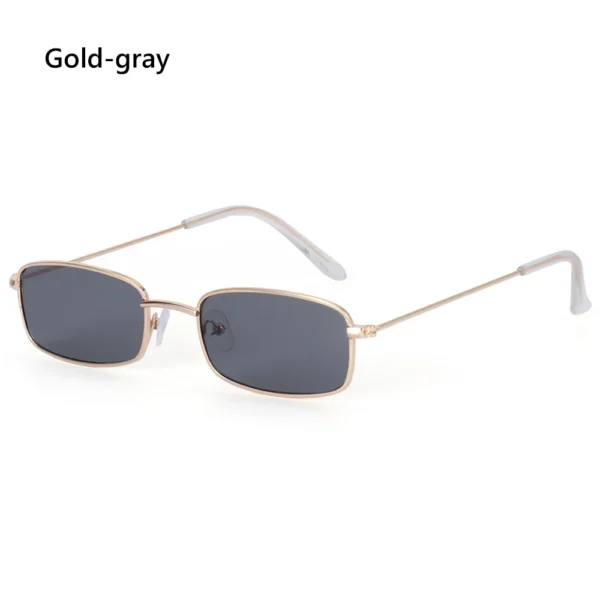 1pc para mulher pequeno retângulo óculos de sol retro metal frame punk vintage viagem máscaras uv400 proteção óculos de sol - Imagem 9