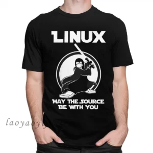 Programador Desenvolvedor de Computadores Geek Nerd Man Camiseta Engraçada Linux Tee Men May The Source Be with You Tops Ropa Hombre
