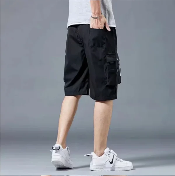 Shorts de trabalho, vários bolsos masculinos, shorts médios, calças curtas largas e finas de verão - Imagem 6