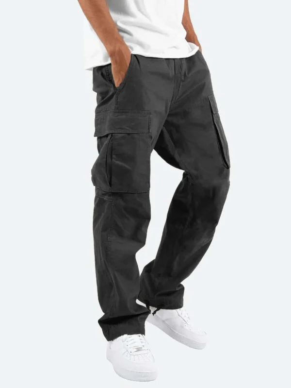 Calça cargo masculina casual masculina cintura alta elástica bolso perna larga bolso calças grandes S-5XL OUFY-008 - Imagem 12