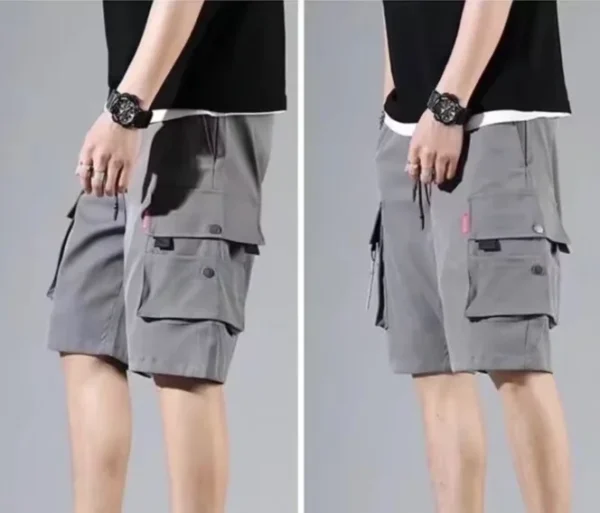 Shorts de trabalho, vários bolsos masculinos, shorts médios, calças curtas largas e finas de verão - Imagem 15