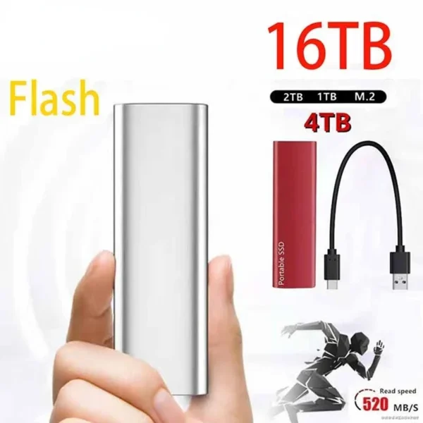 Disco rígido SSD externo portátil, Disco Flash Original para Xiami, Tipo C USB 3.1, 128TB, 2TB, 30TB, 64TB - Imagem 3