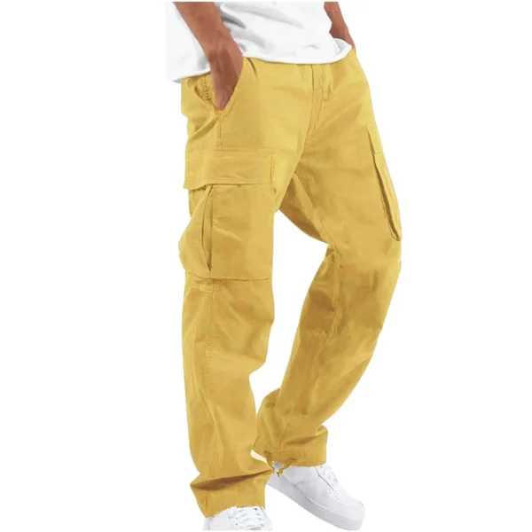 Calça cargo masculina casual masculina cintura alta elástica bolso perna larga bolso calças grandes S-5XL OUFY-008 - Imagem 9