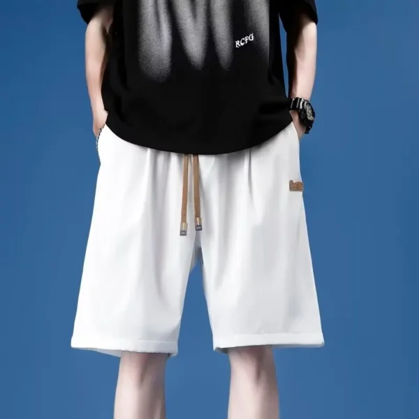 Shorts de trabalho, vários bolsos masculinos, shorts médios, calças curtas largas e finas de verão - Imagem 8