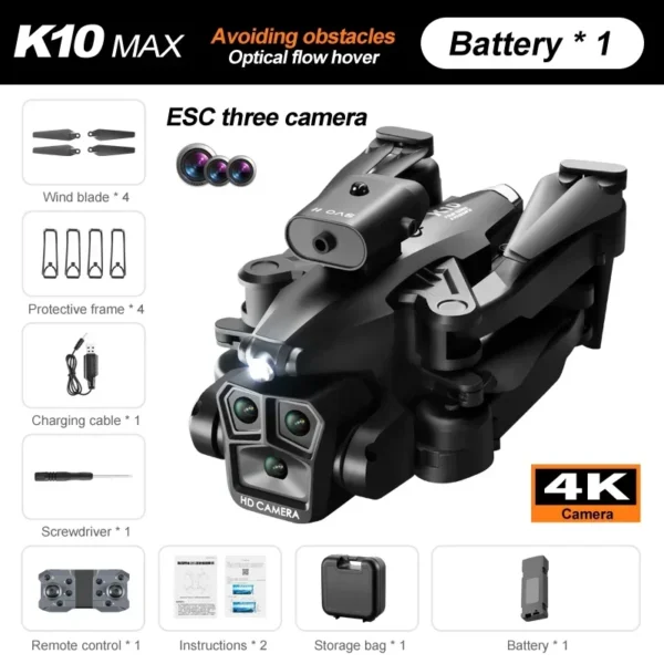 K10 MAX Professional 4K HD Camera Drone, Fluxo Óptico, 360 °, Evitar Obstáculos, Tiro Vertical de Quatro Eixos, Novo - Imagem 8