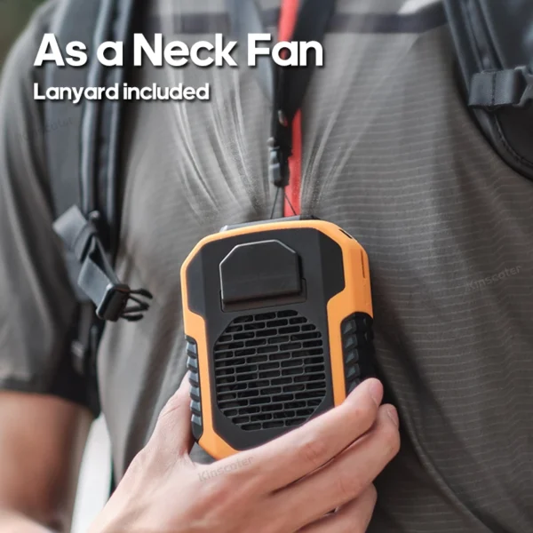 KINSCOTER Ventilador de cintura suspenso para uso externo Ventilador de cintura/pescoço portátil de 6000mAh Ventilador de resfriamento com 3 velocidades Ventilador elétrico silencioso de longa duração - Imagem 5