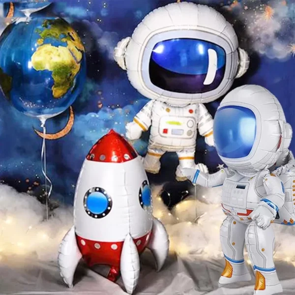 1Pcs Grande Foil Foil Balão Espaço Exploração Tema Inflável Decoração Brinquedos para Meninos Festa de Aniversário Foguete Asa - Imagem 4