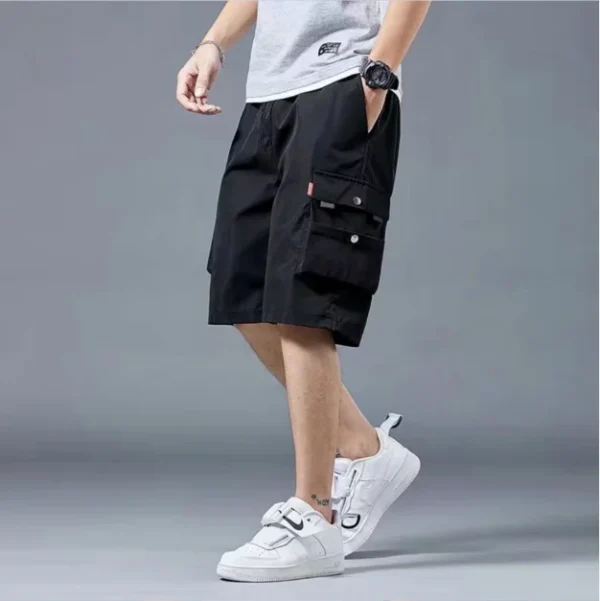 Shorts de trabalho, vários bolsos masculinos, shorts médios, calças curtas largas e finas de verão - Imagem 3