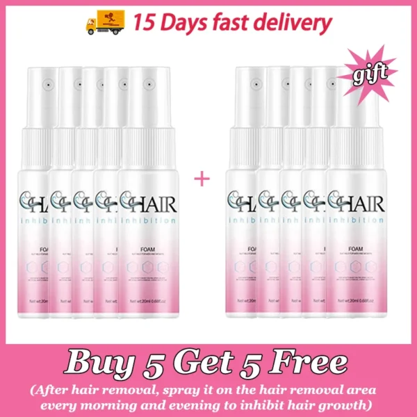 Spray de depilação rápida para homens e mulheres, inibidor indolor do crescimento do cabelo, axila do braço, perna depilatória permanente, beleza saúde, 10pcs - Imagem 12