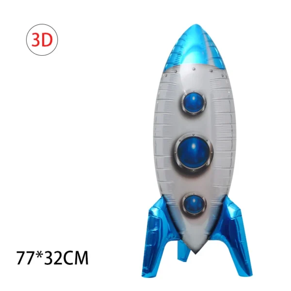 1Pcs Grande Foil Foil Balão Espaço Exploração Tema Inflável Decoração Brinquedos para Meninos Festa de Aniversário Foguete Asa - Imagem 13