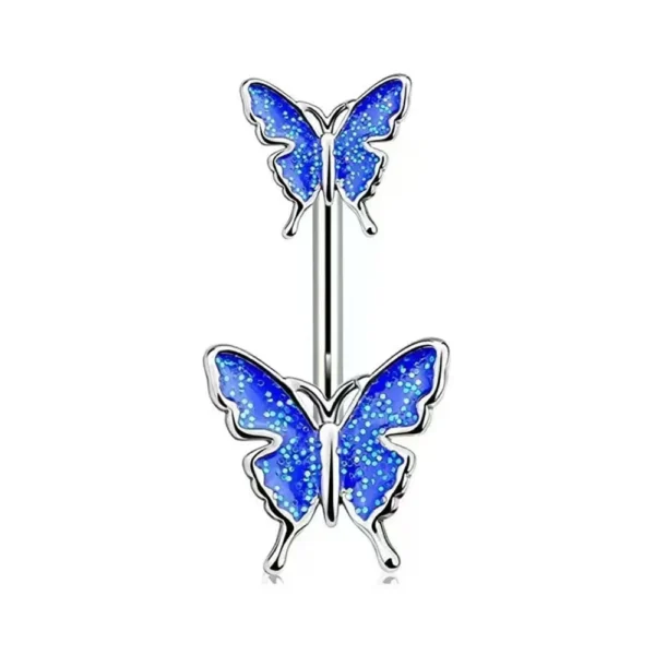 1pc Aço Inoxidável Azul Umbigo Anel Umbigo Tragu Piercing Barbell Coração Borboleta Corpo Jóias Punk Acessórios para Mulheres - Imagem 6