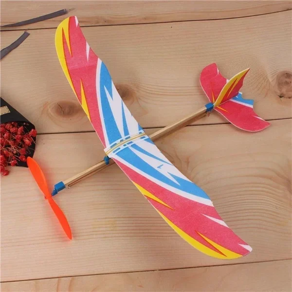 Aviões voadores de planadores para crianças, lance de mão DIY, elástico elástico, avião voador alimentado, avião modelo de montagem - Imagem 4