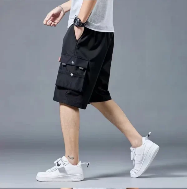 Shorts de trabalho, vários bolsos masculinos, shorts médios, calças curtas largas e finas de verão - Imagem 13