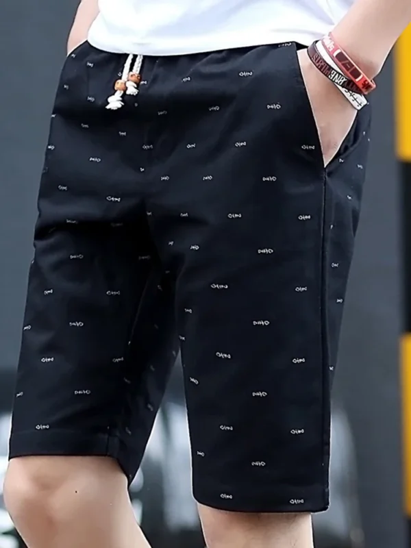 Verão Masculino Fishbone Print shorts calças Algodão Solto Casual Moda Praia pantalones cortos Joggers Streetwear short homme - Imagem 9