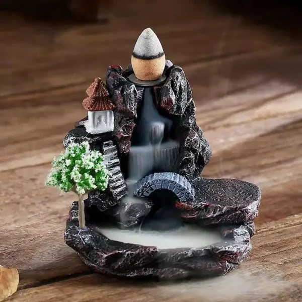 Queimador de incenso de refluxo em resina com cascata de fumaça, queimador de incenso em forma de torre inovadora, incenso de sândalo, forno de aromaterapia, decoração de casa - Imagem 4