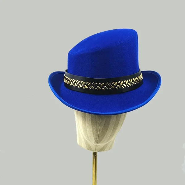Chapéu alto inclinado masculino, chapéu de mágico preto monocromático, sombrero cavalheiro, festa curl britânica, personalidade, novo, 60cm - Imagem 12
