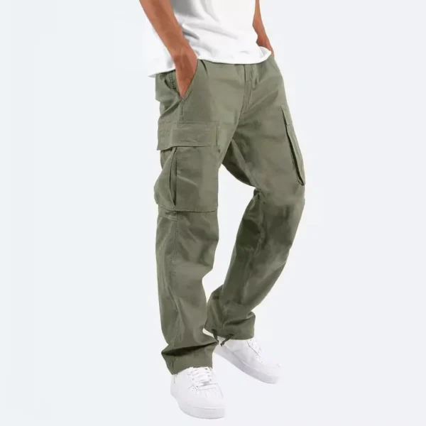 Calça cargo masculina casual masculina cintura alta elástica bolso perna larga bolso calças grandes S-5XL OUFY-008 - Imagem 3