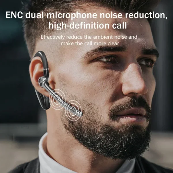 EARDECO-fone de ouvido único sem fio com microfone, fone de ouvido bluetooth, auscultador com cancelamento de ruído - Imagem 2