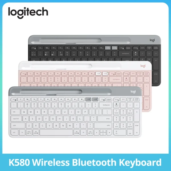 Logitech-k580 teclado sem fio portátil, luz fina, multi-dispositivo, para pc, tablet, laptop, ipad, computador de escritório