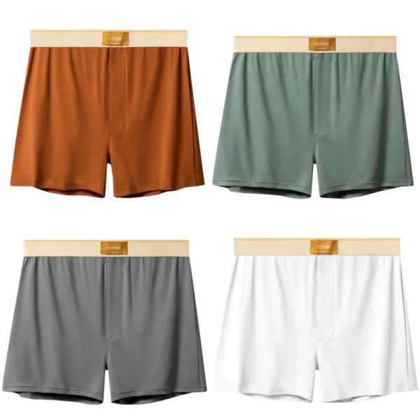 4 pçs masculino seta calças boxers de algodão shorts soltos meados de cintura masculina plus size roupa interior homewear calcinha confortável - Imagem 14