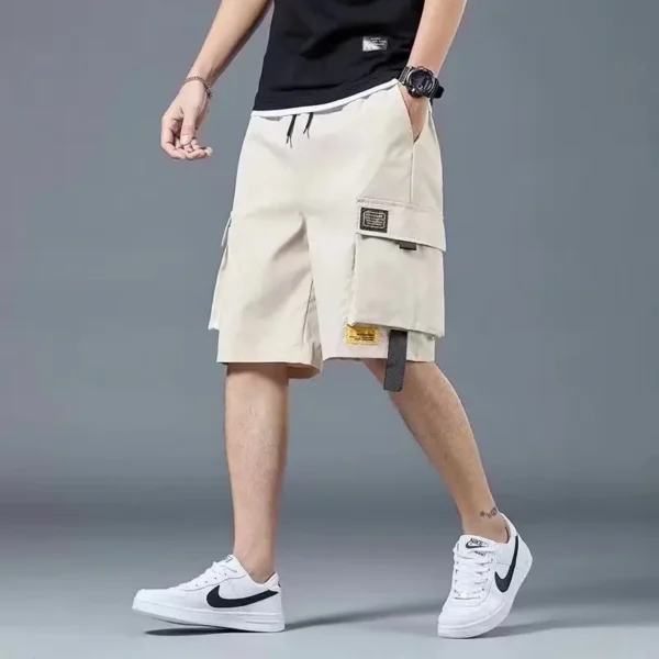 Shorts de trabalho, vários bolsos masculinos, shorts médios, calças curtas largas e finas de verão - Imagem 16