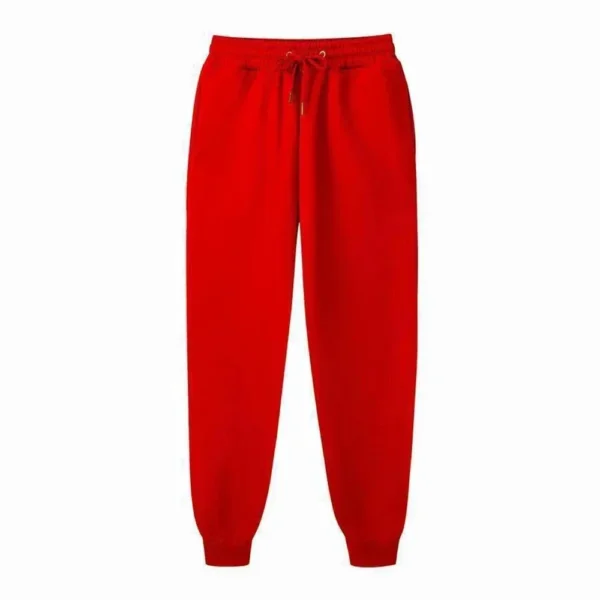 Calças de moletom casuais masculinas, calças esportivas de lã, unissex, moda sólida, calças soltas, streetwear, outono, inverno, calças de corrida, fitness - Imagem 8