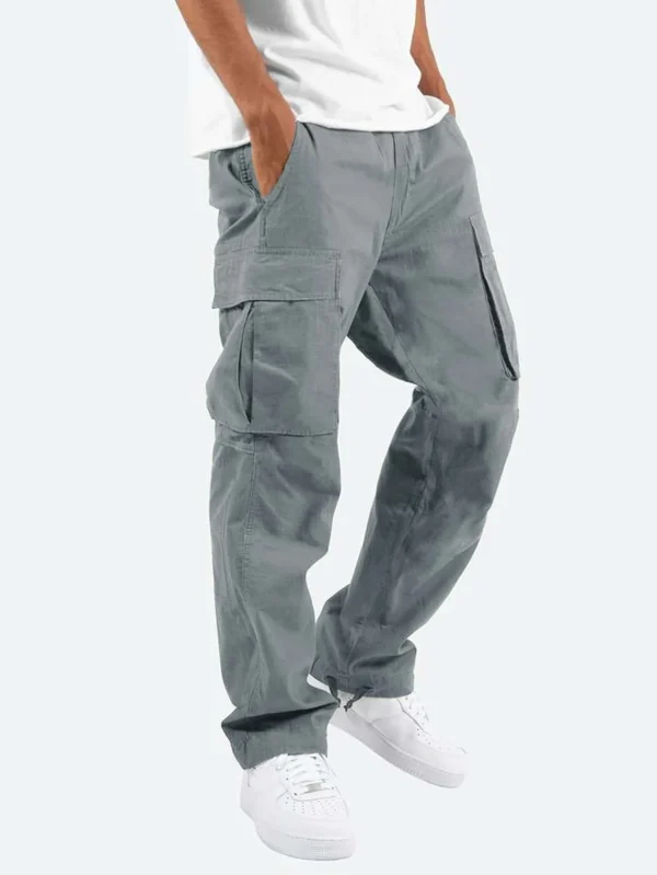 Calça cargo masculina casual masculina cintura alta elástica bolso perna larga bolso calças grandes S-5XL OUFY-008 - Imagem 16