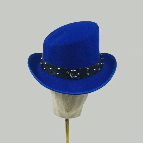 Chapéu alto inclinado masculino, chapéu de mágico preto monocromático, sombrero cavalheiro, festa curl britânica, personalidade, novo, 60cm - Imagem 17