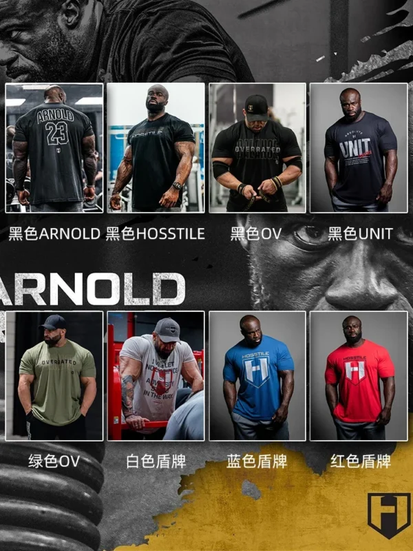 Hosion-camiseta de manga curta para homens, estilo americano, solto, respirável, fitness, músculo, difícil, esportes, clássico - Imagem 5