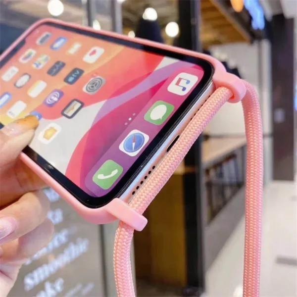 Capa de telefone com cordão de silicone macio em TPU, iPhone 16, 15, 14 Plus, 13, 12, Mini, 11 Pro, XS, Max, XR, X - Imagem 5