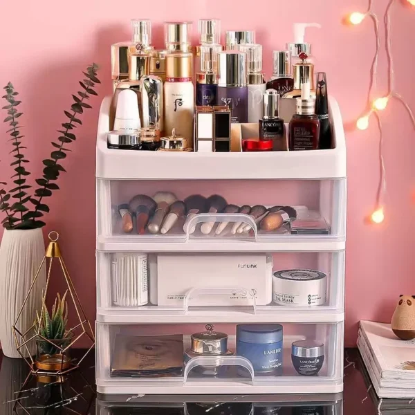 Caixa de armazenamento de cosméticos transparente, organizador de maquiagem e joias, à prova d'água, armazenamento de cosméticos, ótimo para banheiro, quarto, bancada - Imagem 2