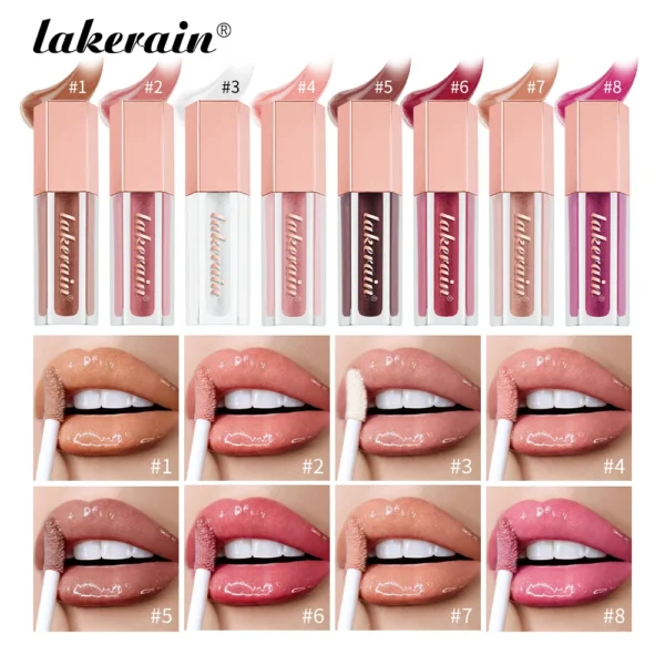 8 Cores Gloss Universal Lip Luminizer Hidratante Leve Brilho Labial Líquido Duradouro Batom Gloss Regula Lábios Pele - Imagem 2