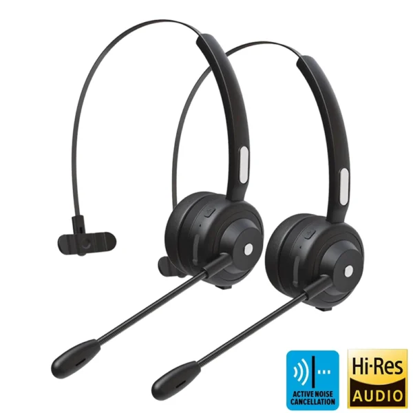 Bluetooth 5.1 Headset Wireless Truck Driver Headphones Hands-Free Call Headset With Mic Noise Cancelling For Call Center Office
