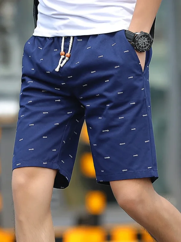 Verão Masculino Fishbone Print shorts calças Algodão Solto Casual Moda Praia pantalones cortos Joggers Streetwear short homme - Imagem 10