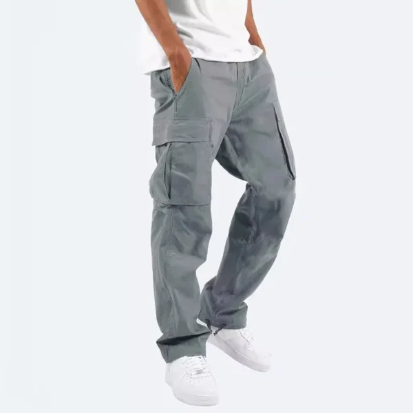 Calça cargo masculina casual masculina cintura alta elástica bolso perna larga bolso calças grandes S-5XL OUFY-008 - Imagem 2