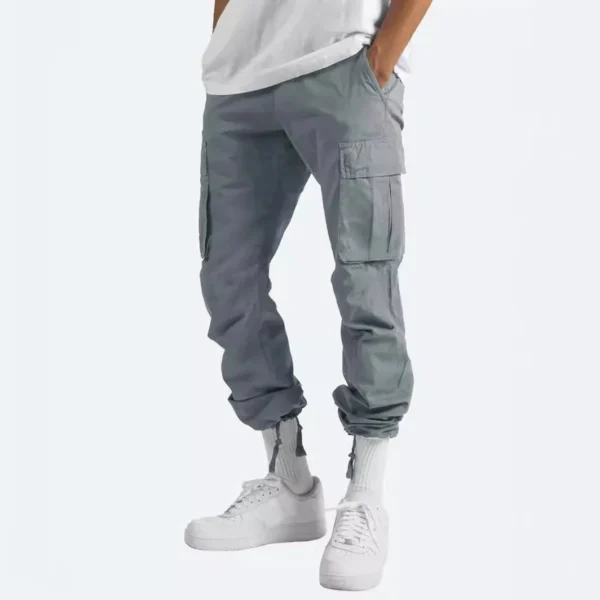 Calça cargo masculina casual masculina cintura alta elástica bolso perna larga bolso calças grandes S-5XL OUFY-008 - Imagem 5