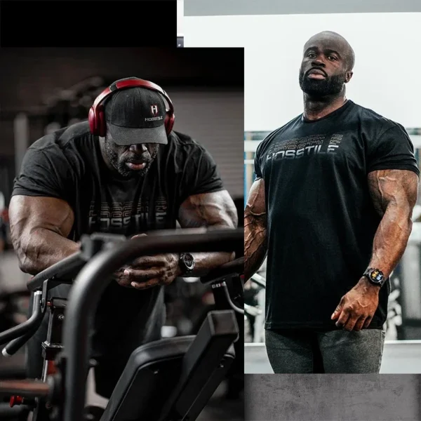 Hosion-camiseta de manga curta para homens, estilo americano, solto, respirável, fitness, músculo, difícil, esportes, clássico - Imagem 9