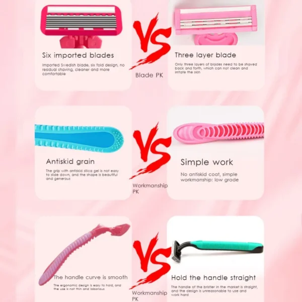 1 Faca Titular + 4 Lâminas de Aço Inoxidável Navalha De Barbear Do Corpo Com Caixa Bikini Axila Remoção Do Cabelo Seguro Beleza Saúde Cor Aleatória - Imagem 6