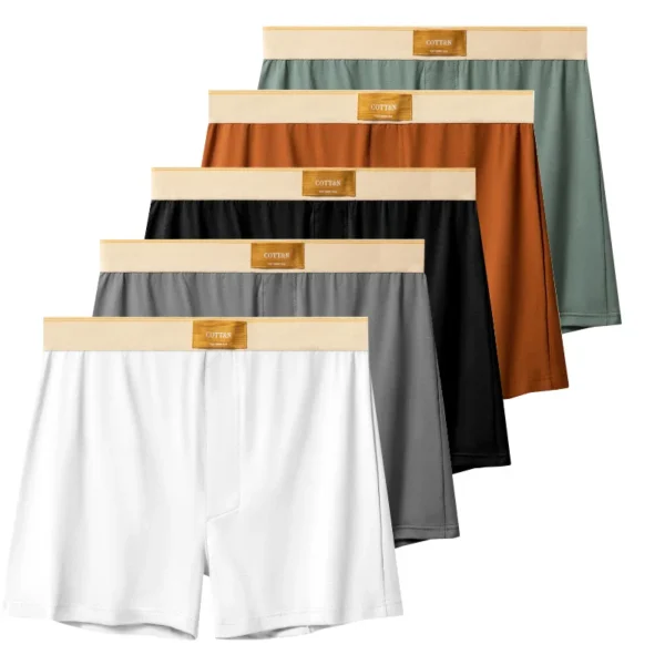 4 pçs masculino seta calças boxers de algodão shorts soltos meados de cintura masculina plus size roupa interior homewear calcinha confortável