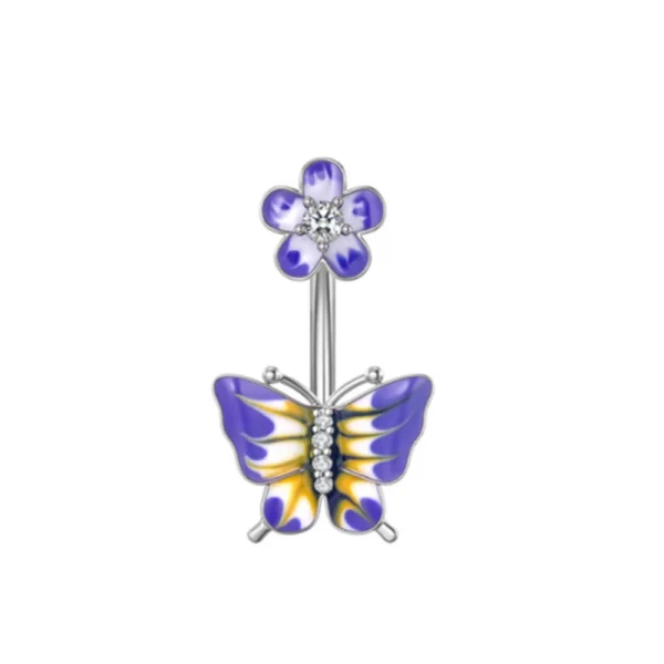 1pc Aço Inoxidável Azul Umbigo Anel Umbigo Tragu Piercing Barbell Coração Borboleta Corpo Jóias Punk Acessórios para Mulheres - Imagem 22