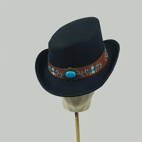 Chapéu alto inclinado masculino, chapéu de mágico preto monocromático, sombrero cavalheiro, festa curl britânica, personalidade, novo, 60cm - Imagem 21