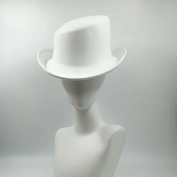 Chapéu alto inclinado masculino, chapéu de mágico preto monocromático, sombrero cavalheiro, festa curl britânica, personalidade, novo, 60cm - Imagem 8