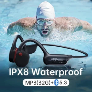 Fones de ouvido de condução óssea para natação X10 IPX8 Fones de ouvido Bluetooth à prova d'água com 32G MP3 Esportes HiFi Bass Fones de ouvido sem fio