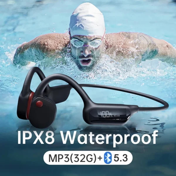 Fones de ouvido de condução óssea para natação X10 IPX8 Fones de ouvido Bluetooth à prova d'água com 32G MP3 Esportes HiFi Bass Fones de ouvido sem fio