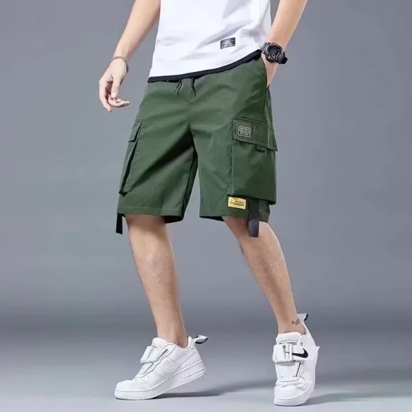 Shorts de trabalho, vários bolsos masculinos, shorts médios, calças curtas largas e finas de verão - Imagem 17
