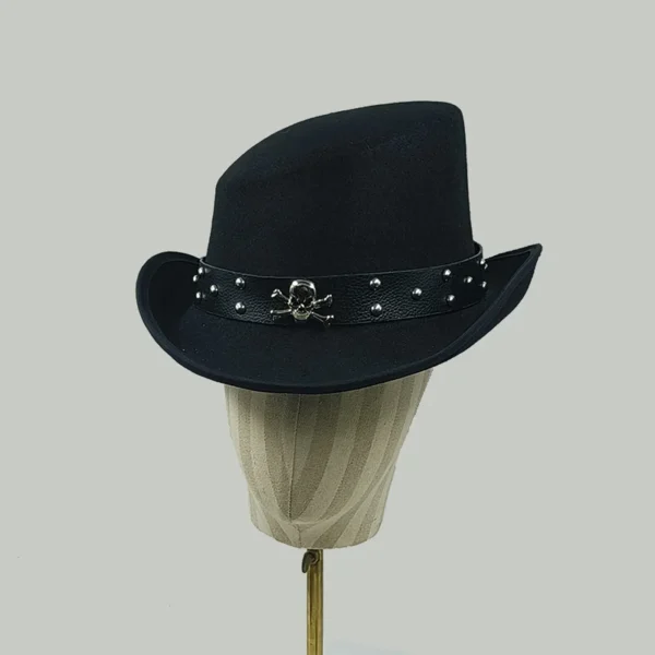 Chapéu alto inclinado masculino, chapéu de mágico preto monocromático, sombrero cavalheiro, festa curl britânica, personalidade, novo, 60cm - Imagem 18