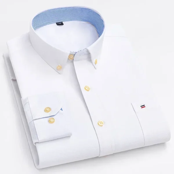 2024 Oxford Moda Masculina 100% Algodão Fino Manga Longa Casual Slim Cor Sólida Xadrez Estampa Listra Vestido Formal Camisa Plus 7XL 6XL - Imagem 24
