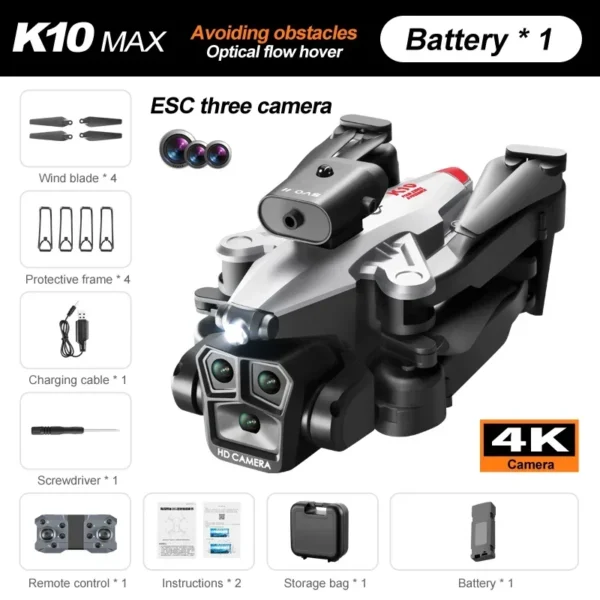 K10 MAX Professional 4K HD Camera Drone, Fluxo Óptico, 360 °, Evitar Obstáculos, Tiro Vertical de Quatro Eixos, Novo - Imagem 7